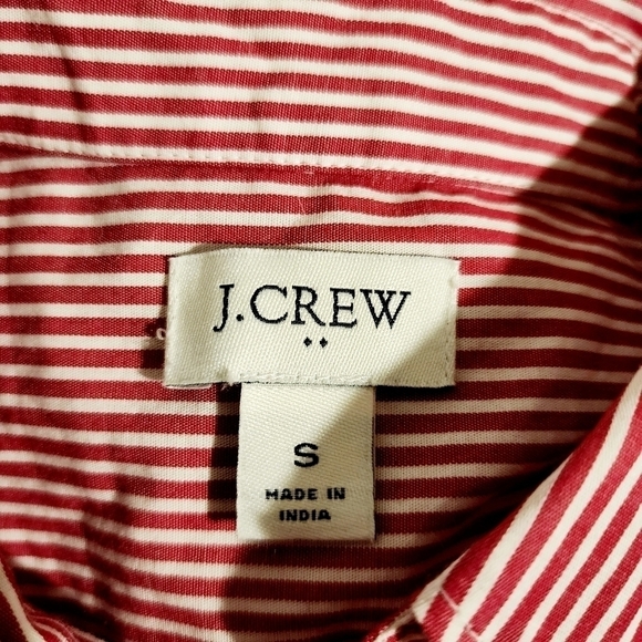 J. CREW Re-Imagined Classic Red White Striped Button Shirt Women's Small S EUC - Picture 7 of 9
